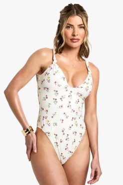 boohoo Maillot de bain à nœud imprimé<Femme Maillots De Bain|Tenues De Plage