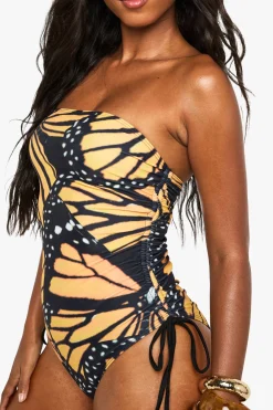 Maillot de bain oversize imprimé papillon