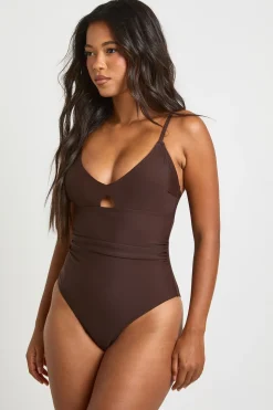 Maillot De Bain Plongeant Avec Ouverture Dorsale Et Effet Gainant