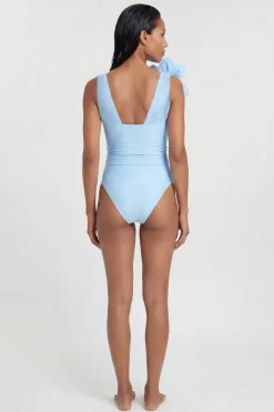 Maillot de bain plongeant à corsage floral