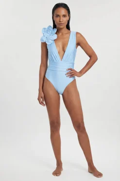Maillot de bain plongeant à corsage floral