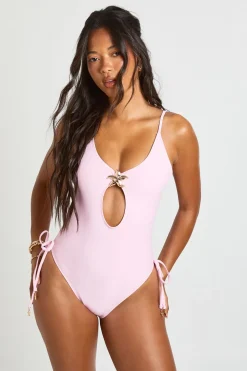 Maillot De Bain Plongeant À Détail Étoile De Mer Dorée