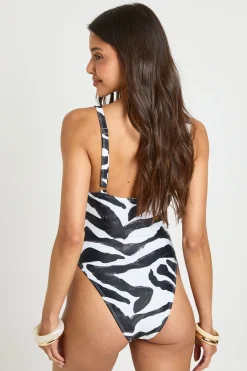 boohoo Maillot De Bain Plongeant À Imprimé Avec Anneau Et Contrôle Du Ventre<Femme Zebra Print|Tenues De Plage