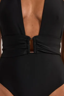 Maillot de bain plongeant à imprimé miroir