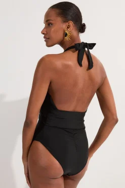 Maillot de bain plongeant à imprimé miroir