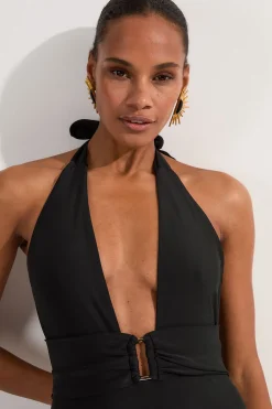 Maillot de bain plongeant à imprimé miroir