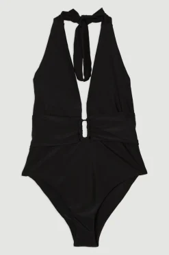 Maillot de bain plongeant à imprimé miroir