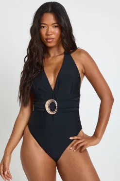 boohoo Maillot De Bain Plongeant À Taille Portefeuille Avec Détail Doré<Femme Maillots De Bain|Tenues De Plage