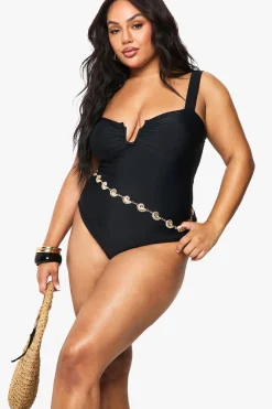 Maillot de bain Plus à contrôle ventre et devant drapé