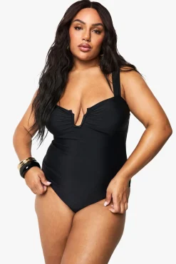 Maillot de bain Plus à contrôle ventre et devant drapé