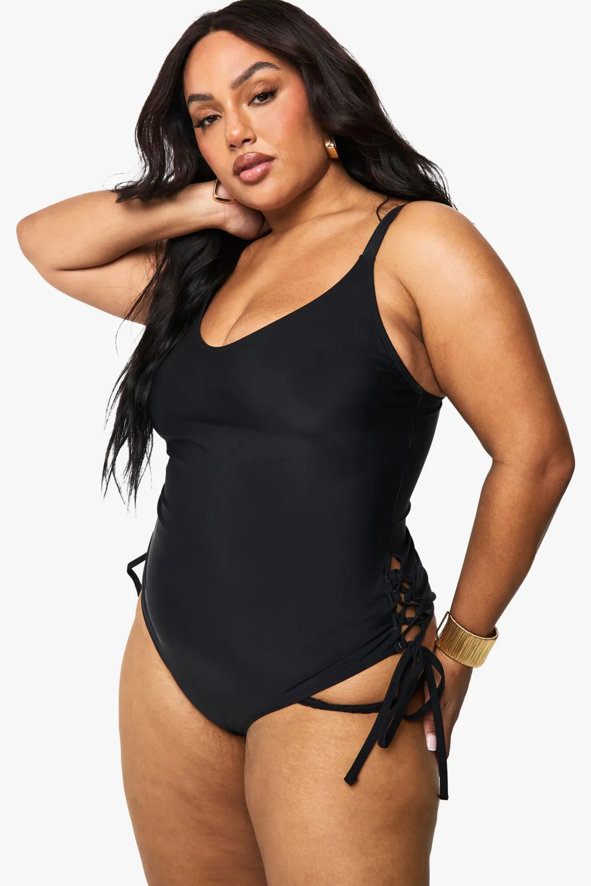 Maillot de bain Plus à contrôle ventre et détails lacés