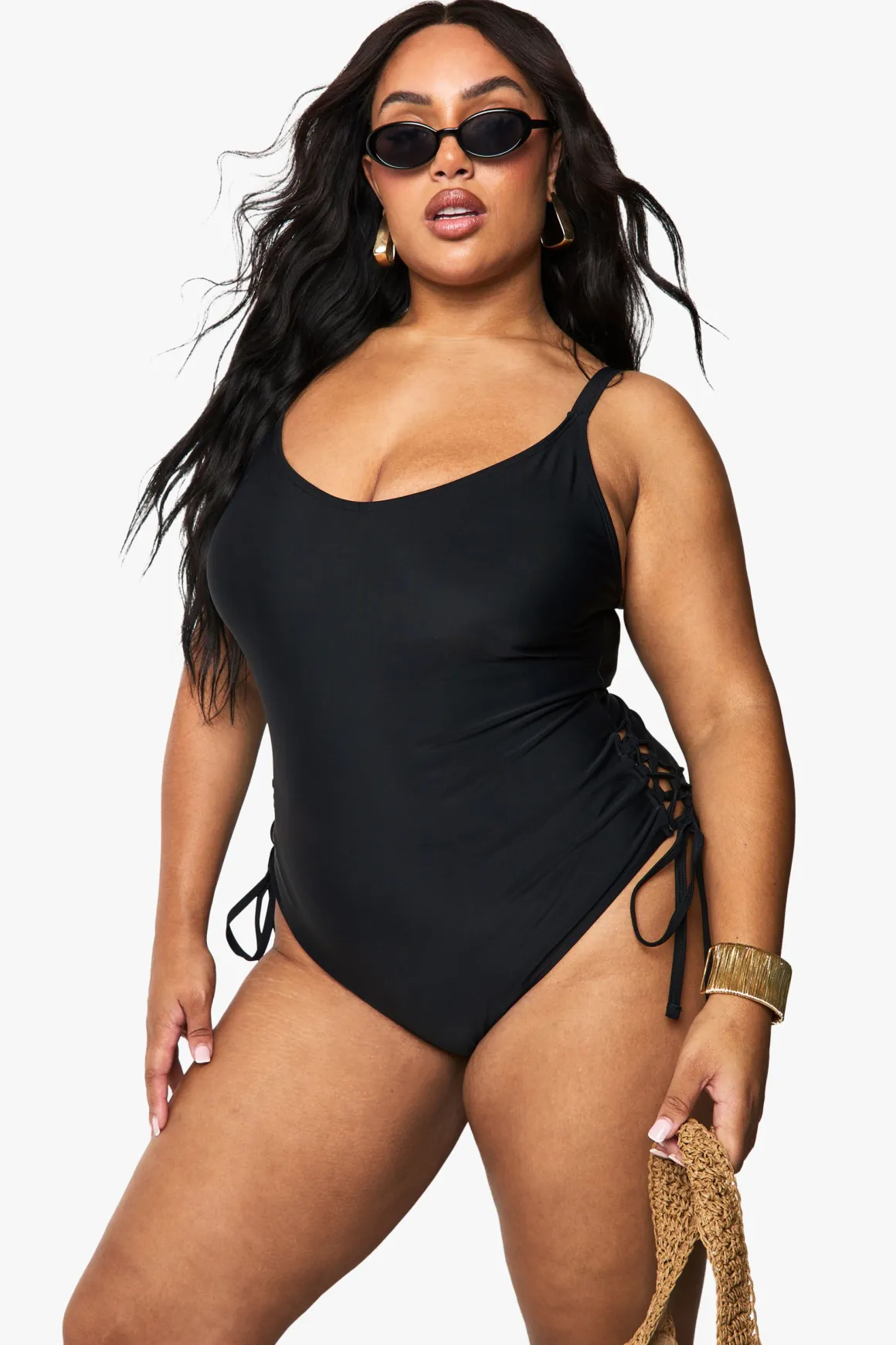 Maillot de bain Plus à contrôle ventre et détails lacés