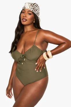 Maillot de bain sous armatures à bonnets ruched avec garniture en coquille