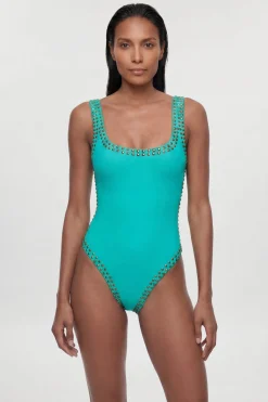 KarenMillen Maillot De Bain Taille Haute Bronze À Clous<Femme Maillots De Bain|Tenues De Plage