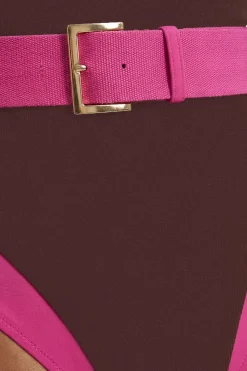 Maillot de bain taille haute à garniture contrastée