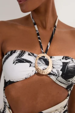 KarenMillen Maillot de bain Tall Slinky à imprimé palmier et découpes<Femme Maillots De Bain