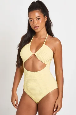 boohoo Maillot De Bain Texturé À Encolure Dos-nu Avec Découpes<Femme Maillots De Bain|Tenues De Plage