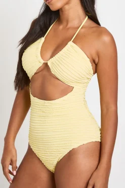 boohoo Maillot De Bain Texturé À Encolure Dos-nu Avec Découpes<Femme Maillots De Bain|Tenues De Plage