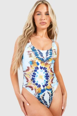 Maillot de bain tie-dye à encolure plongeante