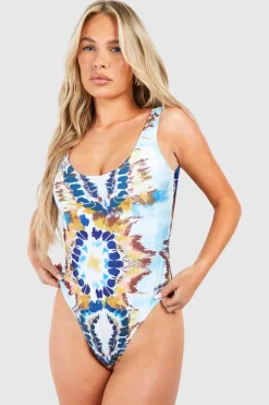 Maillot de bain tie-dye à encolure plongeante