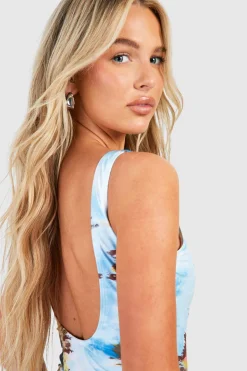 Maillot de bain tie-dye à encolure plongeante