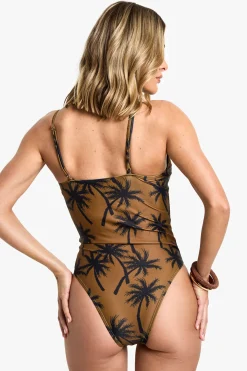 Maillot de bain triangle à imprimé palmier