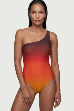 Maillot de Bain Une Épaule Imprimé Ombré