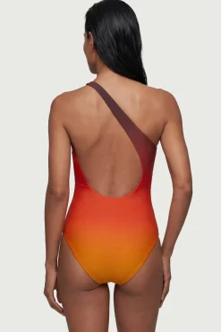 Maillot de Bain Une Épaule Imprimé Ombré