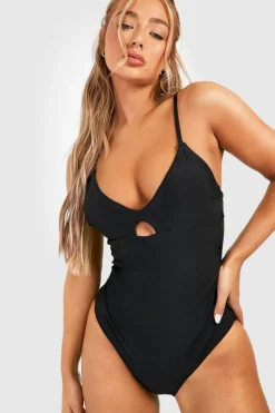 Maillot de bain une pièce à décolleté plongeant à trou de serrure