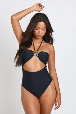 boohoo Maillot De Bain Une Pièce À Encolure Licou Avec Découpes Et Ornement Étoile De Mer<Femme Maillots De Bain|Tenues De Plage