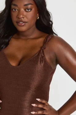 Maillot De Bain Une Pièce Métallisé Froissé Avec Nœud Grande Taille