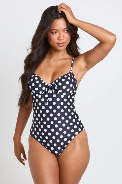 Maillot De Bain Une Pièce Plongeant À Armatures Imprimé À Pois