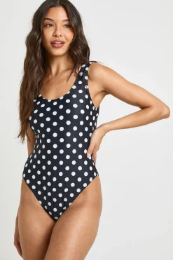 boohoo Maillot De Bain Une Pièce À Pois Échancrure Arrondie Essentials<Femme Tenues De Plage|Pois