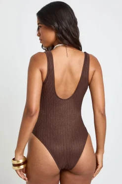 Maillot De Bain Une Pièce Texturé À Encolure Arrondie