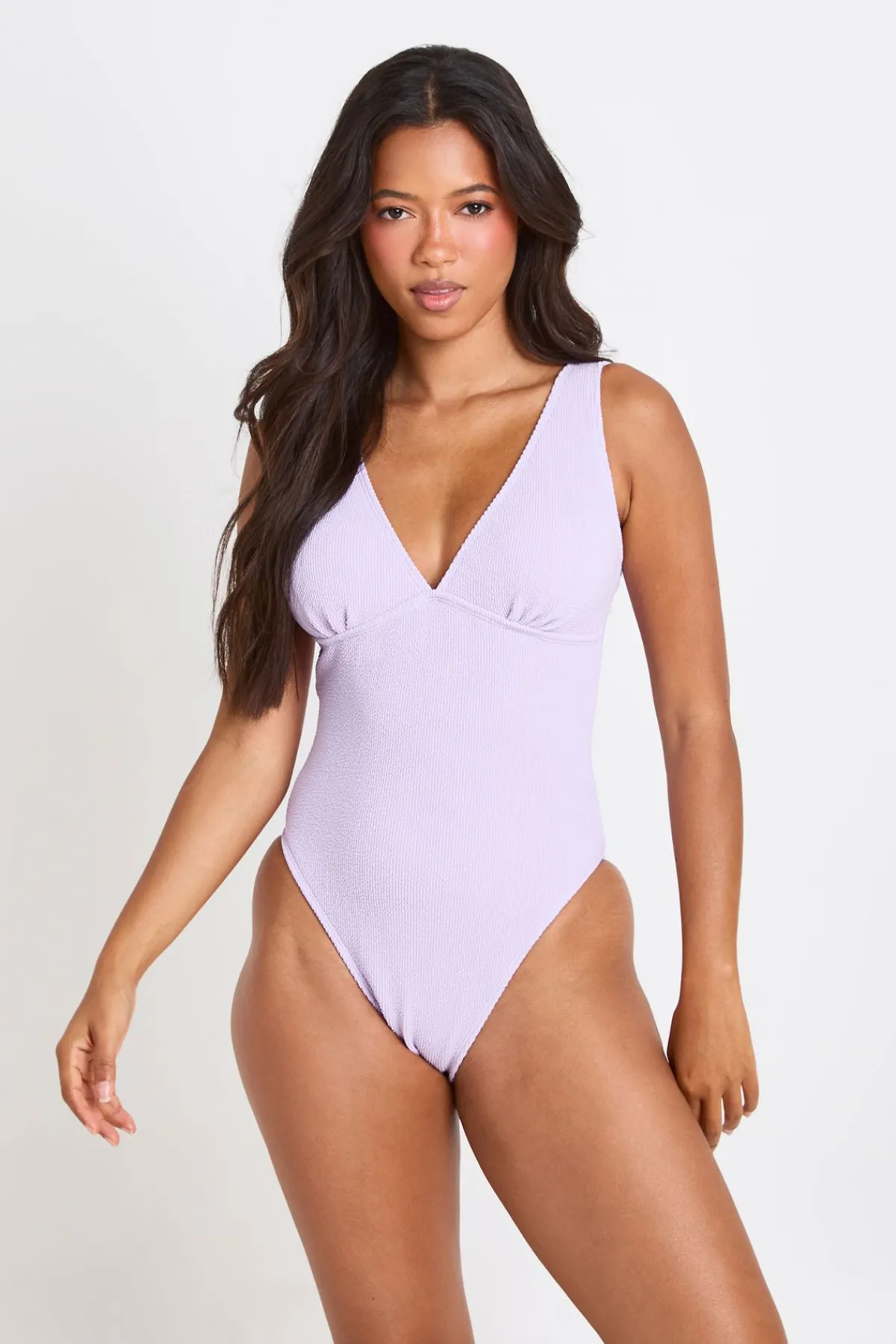 boohoo Maillot De Bain Une Pièce Texturé À Décolleté Plongeant<Femme Maillots De Bain|Tenues De Plage