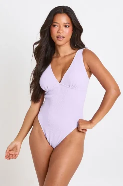 boohoo Maillot De Bain Une Pièce Texturé À Décolleté Plongeant<Femme Maillots De Bain|Tenues De Plage