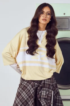 boohoo Maillot de Football à Col Imprimé 22<Femme Looks Preppy|Tops