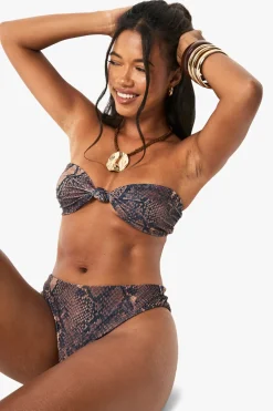boohoo Maillots de bain Essentiels – Culotte taille haute à imprimé synthétique<Femme Maillots De Bain|Tenues De Plage