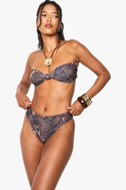 boohoo Maillots de bain Essentiels – Culotte taille haute à imprimé synthétique<Femme Maillots De Bain|Tenues De Plage