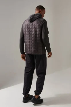 Man Active Check Quilted Zip Through Hoodie
