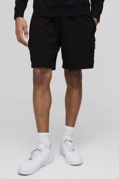 MAN. Relaxed Mid Length Label Basic Lightweight Cargo Shorts
