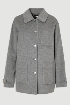 KarenMillen Manteau Ajusté Mi-Long en Laine Brossée avec Poches Plaquées<Femme Tailleurs|Vestes & Manteaux