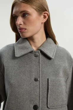 KarenMillen Manteau Ajusté Mi-Long en Laine Brossée avec Poches Plaquées<Femme Tailleurs|Vestes & Manteaux