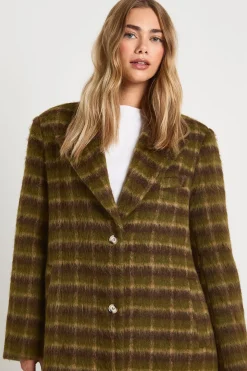 Manteau ample en laine à carreaux