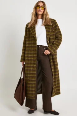 Manteau ample en laine à carreaux