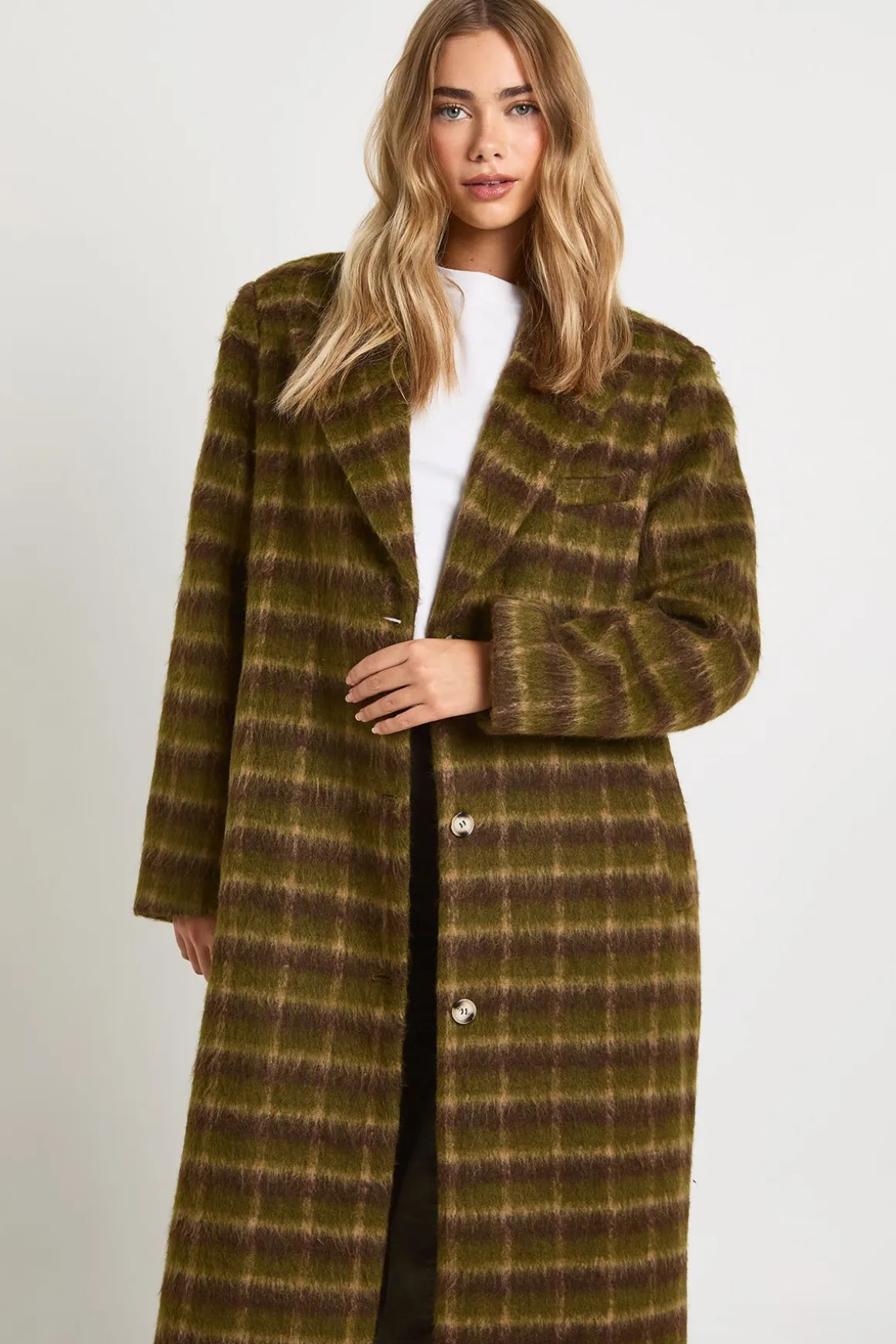 Manteau ample en laine à carreaux