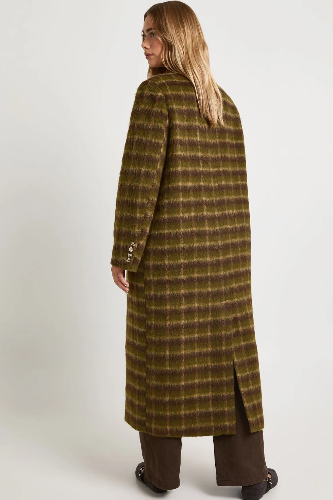 Manteau ample en laine à carreaux