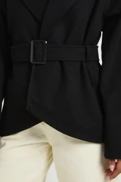 Manteau Aspect Laine Avec Ceinture
