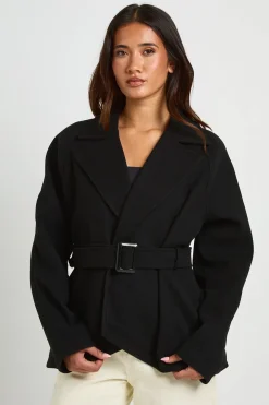 Manteau Aspect Laine Avec Ceinture