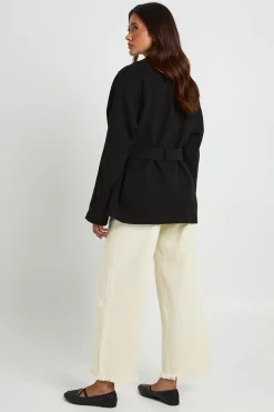 Manteau Aspect Laine Avec Ceinture